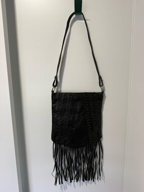 Black Fringe Shoulder Bag - Women
